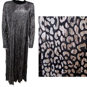 Alembika Dress Flowing Maxi Size‎ 8/ XXL/18-20 Lagenlook Black Silver Metallic